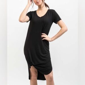 JACKSON Rowe Black V-Neck T-Shirt Dress